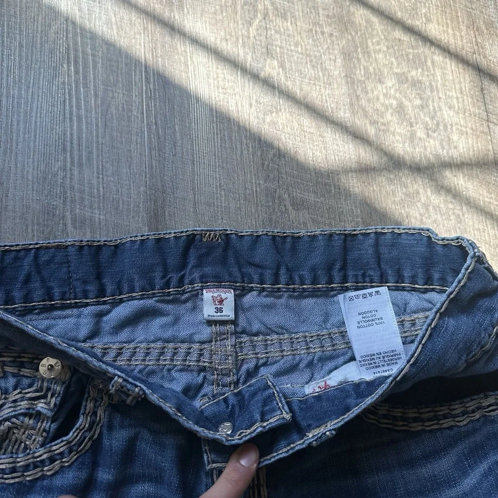 True Religion Men's Blue Ricky Super QT‎ Jeans Mb3 Thick Stitch Semetary Keef